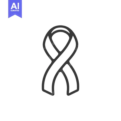 Aset desain premium: A simple black outline of a ribbon, symbol of awareness