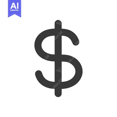Premium design asset: A simple, bold, black and white graphic of the US dollar sign