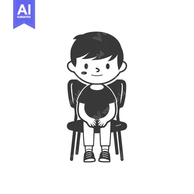 Premium design asset: A Simple Illustration of a Boy Sitting on a Chair