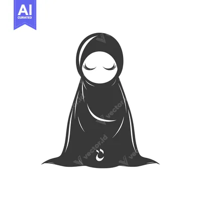 A simple illustration of a woman in a hijab with her eyes closed