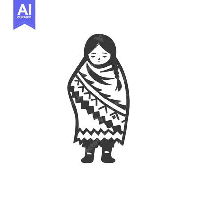 Aset premium populer: A Simple Illustration of a Woman Wearing a Blanket