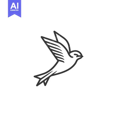 Aset desain premium: A Simple Line Art Illustration of a Bird in Flight