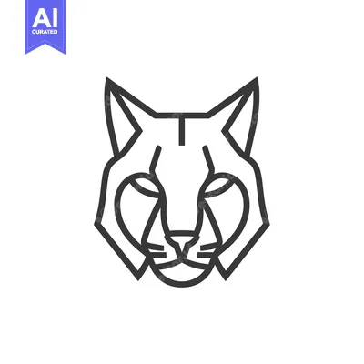 Aset desain premium: A simple line art illustration of a bobcat's head