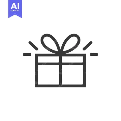 Aset desain premium: A simple line art illustration of a gift box with a bow
