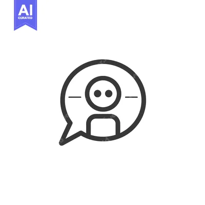 Aset desain premium: A simple line drawing icon depicting a person inside a speech bubble