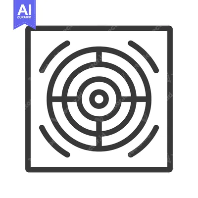 Premium design asset: A simple line drawing icon of a circular fan inside a square.