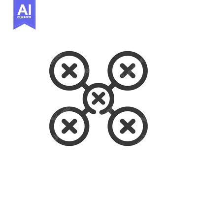 Aset premium populer: A simple line drawing icon representing a drone with four propellers