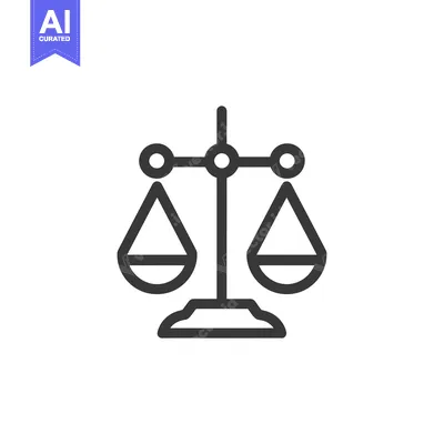 Aset desain premium: A simple line drawing of a balance scale