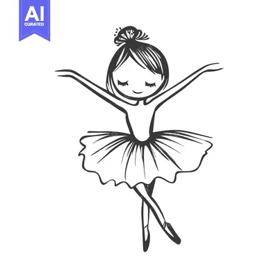 Aset desain premium: A Simple Line Drawing of a Ballerina in a Tutu