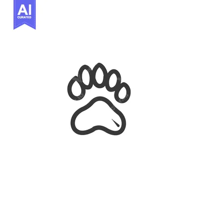 Premium design asset: A simple line drawing of a bear paw print