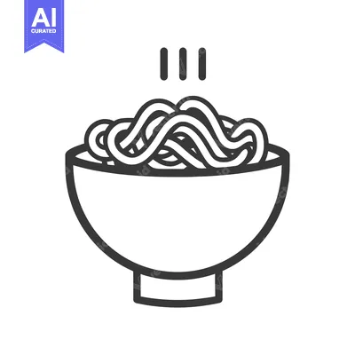 Aset premium populer: A Simple Line Drawing of a Bowl of Steaming Noodles