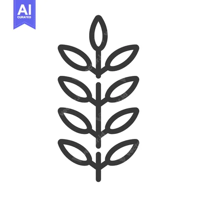 Aset premium populer: A simple line drawing of a branch with multiple leaves