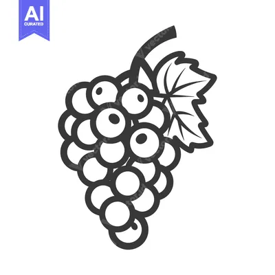 Popular premium asset: A Simple Line Drawing of a Bunch of Grapes with a Leaf