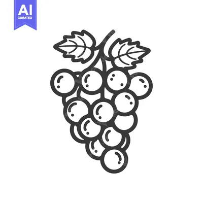 Aset premium populer: A Simple Line Drawing of a Bunch of Grapes with Leaves