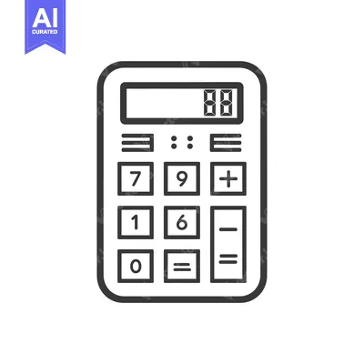 Aset premium populer: A Simple Line Drawing of a Calculator with Numbers and Symbols