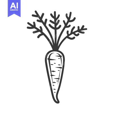 Aset premium populer: A Simple Line Drawing of a Carrot with Green Tops