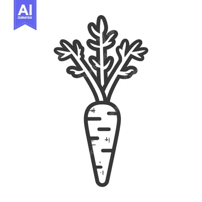 Popular premium asset: A Simple Line Drawing of a Carrot with Green Tops
