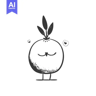 Aset premium populer: A Simple Line Drawing of a Cartoon Bird with a Heart