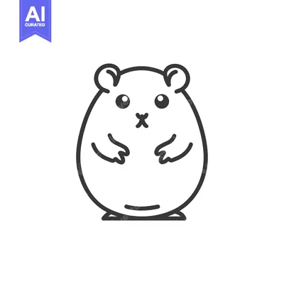 Aset premium populer: A simple line drawing of a cartoon hamster