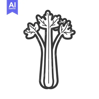 Aset desain premium: A Simple Line Drawing of a Celery Stalk