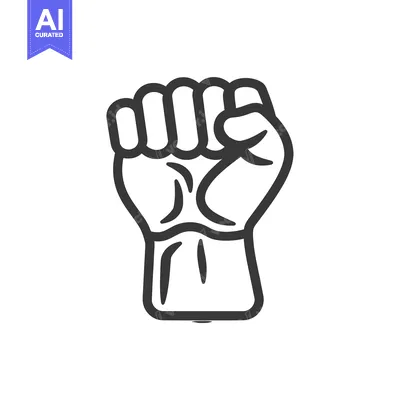 Aset desain premium: A simple line drawing of a clenched fist