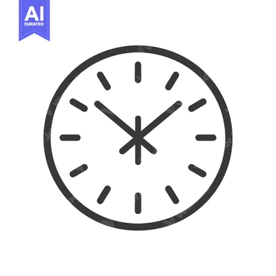 Aset desain premium: A simple line drawing of a clock face with hands pointing to 12 o'cloc