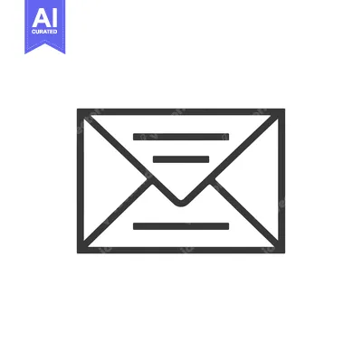 Aset desain premium: A simple line drawing of a closed envelope with three lines inside.