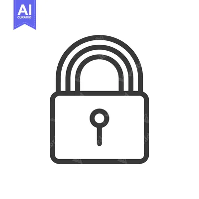 Aset desain premium: A simple line drawing of a closed padlock with a keyhole