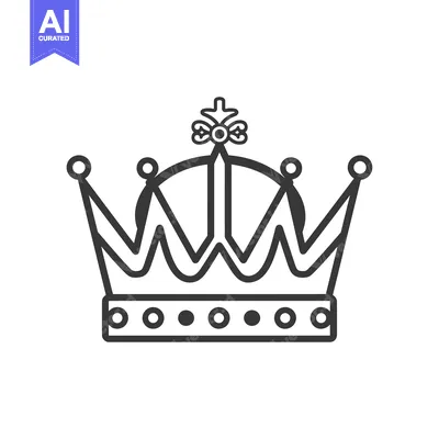 Aset desain premium: A simple line drawing of a crown with a decorative top