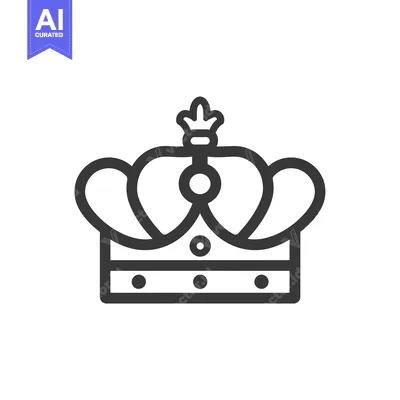 Aset desain premium: A Simple Line Drawing of a Crown with a Jewel on Top