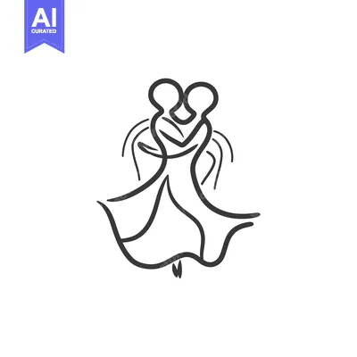 Aset premium populer: A Simple Line Drawing of a Dancing Couple