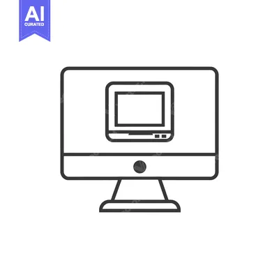 Aset desain premium: A Simple Line Drawing of a Desktop Computer