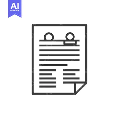 Aset desain premium: A Simple Line Drawing of a Document with Two Circles and a Line at the