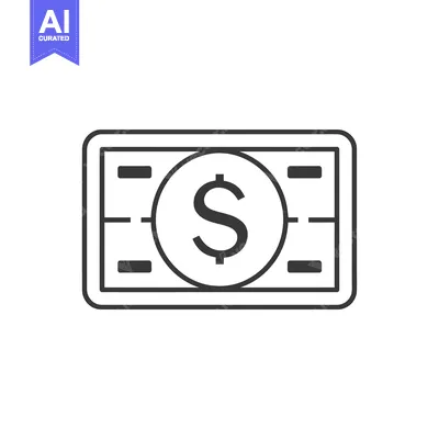 Aset desain premium: A Simple Line Drawing of a Dollar Bill