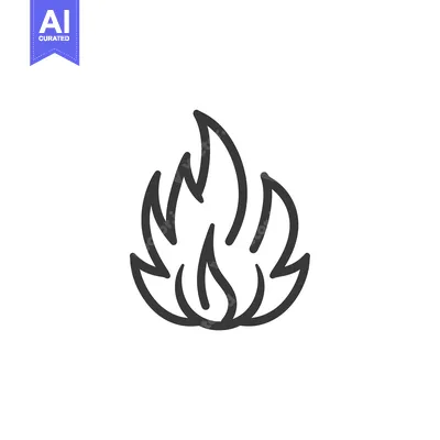 Premium design asset: A simple line drawing of a flame in black