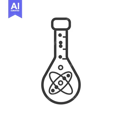 Aset premium populer: A Simple Line Drawing of a Flask with an Atom Inside