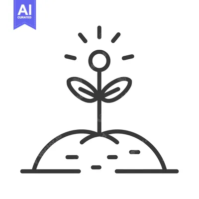 Aset premium populer: A Simple Line Drawing of a Flower with a Shining Top Growing from the