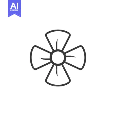 Premium design asset: A simple line drawing of a four-bladed fan.