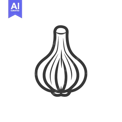 A simple line drawing of a garlic bulb