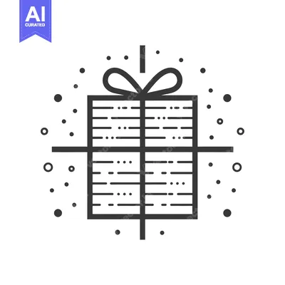 Aset premium populer: A Simple Line Drawing of a Gift Box with a Bow
