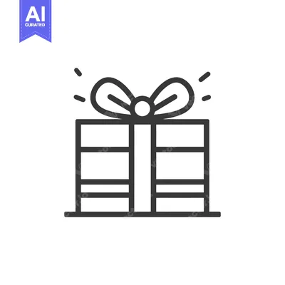 Aset desain premium: A Simple Line Drawing of a Gift Box With a Bow