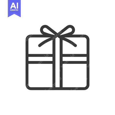 Aset premium populer: A simple line drawing of a gift box with a bow