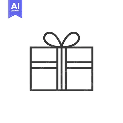 Premium design asset: A simple line drawing of a gift box with a bow