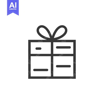 Aset premium populer: A simple line drawing of a gift box with a bow on top