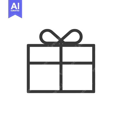 Premium design asset: A simple line drawing of a gift box with a bow on top