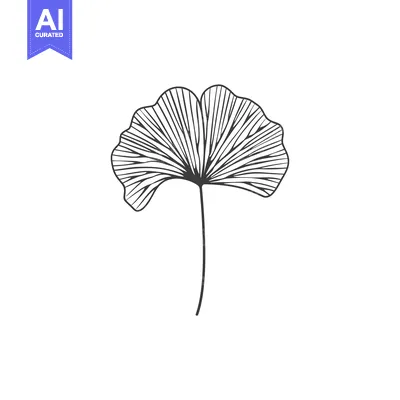 Premium design asset: A Simple Line Drawing of a Ginkgo Leaf