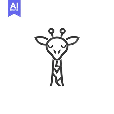 Aset premium populer: A simple line drawing of a giraffe's head and neck