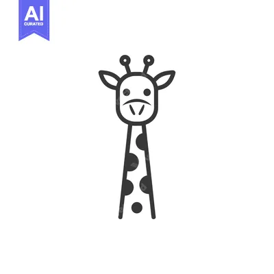 Aset premium populer: A Simple Line Drawing of a Giraffe's Head and Neck