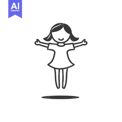Popular premium asset: A Simple Line Drawing of a Girl with Open Arms