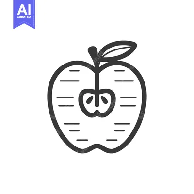 Aset premium populer: A Simple Line Drawing of a Half-Eaten Apple with a Leaf